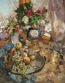 Still Life With Roses And Fruit - Konstantin Alexeievitch Korovin