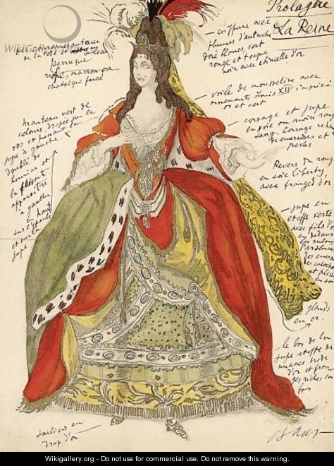 Costume Design For The Production Prologue La Reine - Lev Samoilovich Bakst