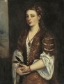Young Woman Holding An Apple - (after) Tiziano Vecellio (Titian)