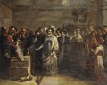 The Duchess Of Angouleme Placing The First Stone Of The Building Raised In Memory Of The Quiberon Victims - Louis Charles Auguste Couder