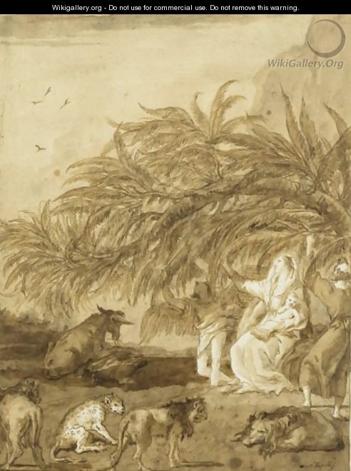 The Holy Family And The Miracle Of The Palm Tree - Giovanni Domenico Tiepolo