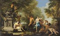Bacchanale Offering Various Goods To Pan Statue - Filippo Lauri