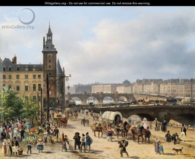 View Of The Clock Tower And The Flower Market In Paris - Guiseppe Canella