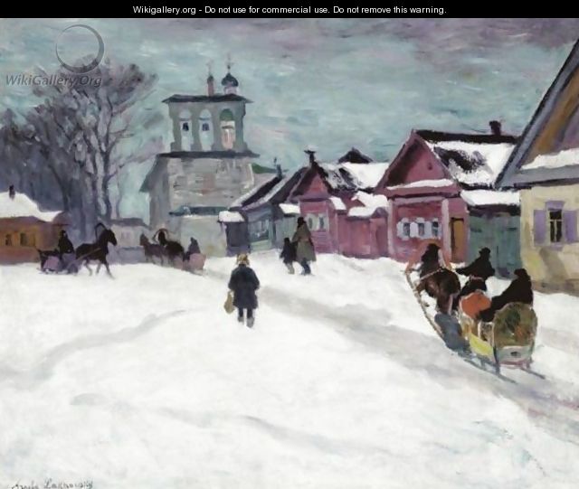 Russian Village In Winter - Arnold Borisovich Lakhovsky