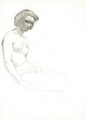 Sketch Of A Seated Nude - Sergei Vasil'evich Chekhonin