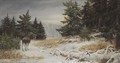 Elk In A Winter Landscape - Aleksi Stepanovich Stepanov