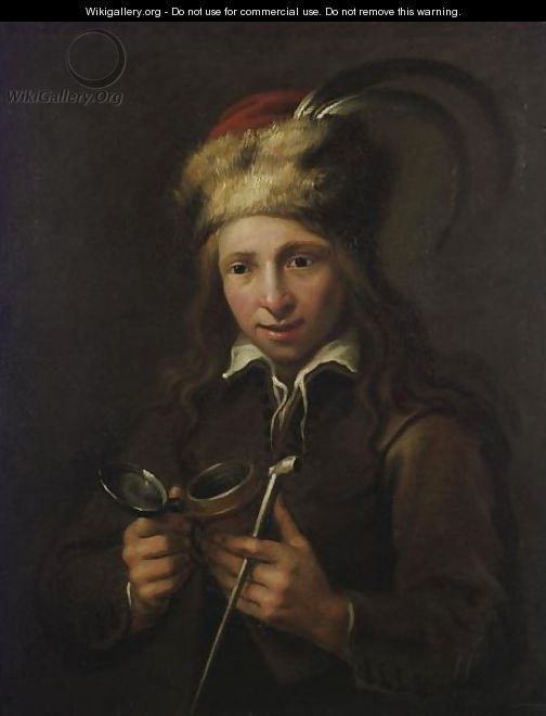 Portrait Of A Boy With A Pipe - Jacob Cornelisz Van Oostsanen