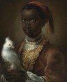 Portrait Of A Black Page With A White Parrot - (after) Pesne, Antoine