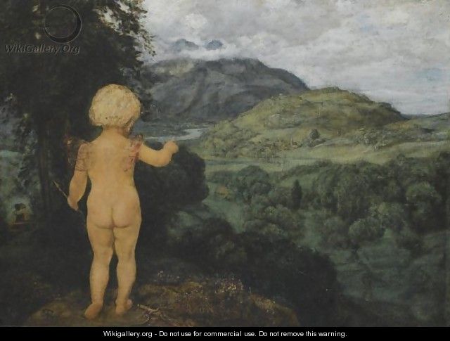 Cupid As Landscape Painter - Hans Thoma