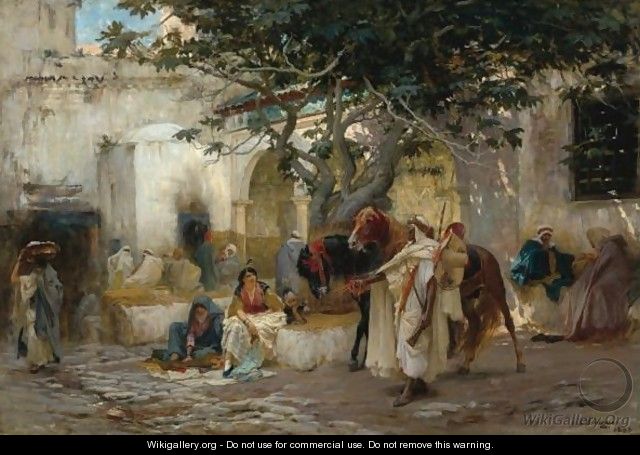 Courtyard In Algeria - Frederick Arthur Bridgman