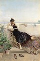 Odalisque On A Balcony - Gaetano de Martini
