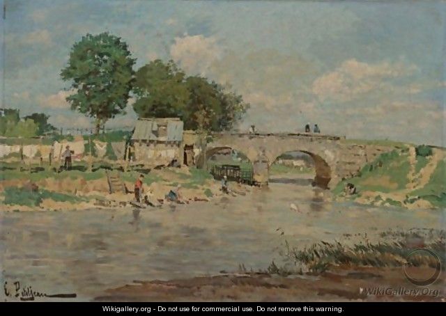 Laundry Day On The River - Edmond Marie Petitjean
