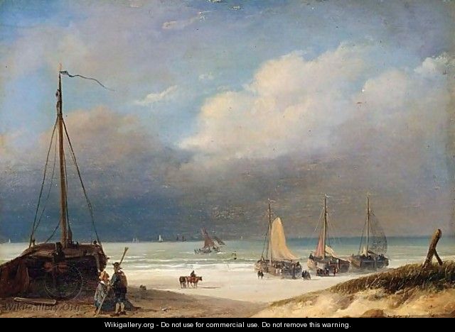 Bomschuiten On The Beach - Nicolaas Johannes Roosenboom