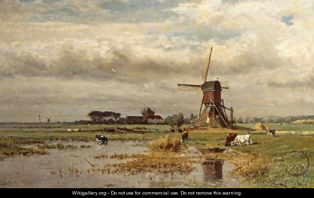 A Windmill In A Polder Landscape 3 - Paul Joseph Constantine Gabriel