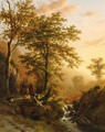 A Traveller And A Herdsman In A Mountainous Landscape - Barend Cornelis Koekkoek