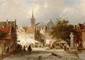 A Busy Market In A Dutch Town - Charles Henri Leickert