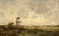 A Windmill In A Polder Landscape - Jan Hendrik Weissenbruch
