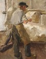 A Young Workman At A Stretching Frame 2 - Alexander Gerhard Anton Ridder Van Rappard