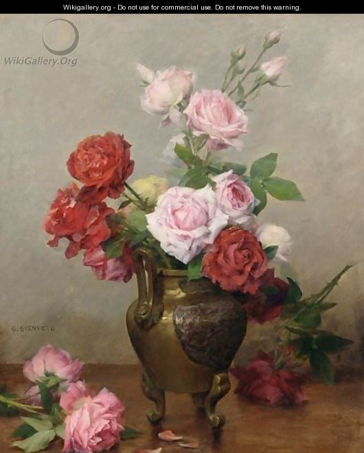 Roses In A Stone Jug - Gustave Bienvetu