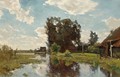 A Polder Landscape With A Farmhouse On The Waterside - Paul Joseph Constantine Gabriel