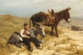 A Herdboy With Donkeys On Scheveningen Beach - Willem Maris