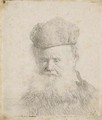 Bust Of An Old Man With A Fur Cap And Flowing Beard, Nearly Full Face, Eyes Direct - Rembrandt Van Rijn