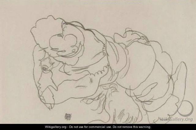 Edith Schiele Mit Ihrem Hund Lord (Edith Schiele With Her Dog Lord) - Egon Schiele