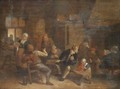 A Tavern Interior With Boors Smoking And Drinking - (after) Adriaen Jansz. Van Ostade
