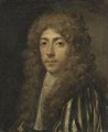 Portrait Of A Gentleman, Head And Shoulders, Wearing A Striped Doublet - (after) William Wissing Or Wissmig