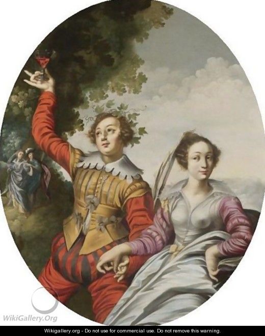 A Courting Couple In A Landscape - (after) Claude Deruet