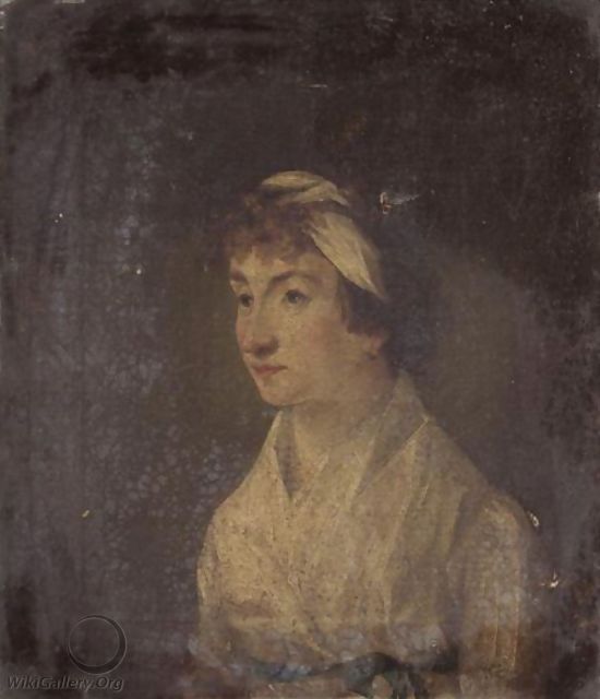 Portrait Of A Lady, Half Length, Wearing A White Dress - French School