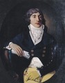 Portrait Of A Gentleman, Half Length, Wearing A Blue Jacket And Holding A Letter - French School