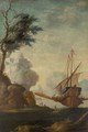 Italianate Coastal Landscape With A State Barge Before A Hill Top Fort - (after) Lorenzo A. Castro