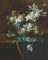 Still Life With Lilacs, Hydrangea And Chrysanthemums - Jean-Baptiste Robie
