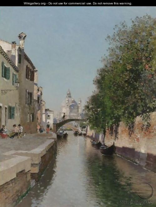 A Venetian Canal, Santa Maria Della Salute In The Distance - Martin Rico y Ortega