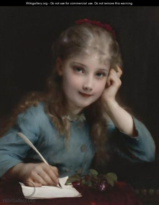 A Young Girl Writing A Letter - Etienne Adolphe Piot