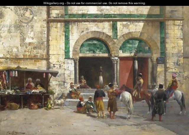 Outside The Mosque - Victor Pierre Huguet