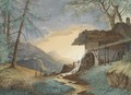 A Watermill In An Alpine Landscape - (after) Hendrik Johannes Knip