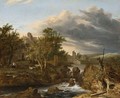 A Landscape With A Waterfall, A Farmhouse To The Left With A Shepherd And Shepherdess Resting Together With Their Flock - Haarlem School