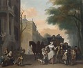 A View In Amsterdam With A Maid Flirting With A Knife Grinder On A Canal - Ludolf Backhuysen