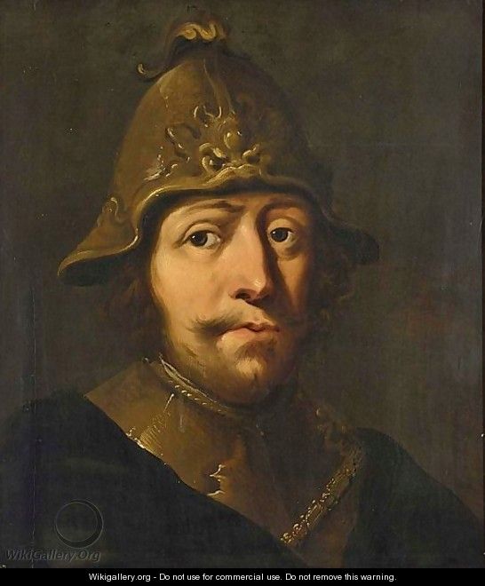 A Tronie Of A Soldier, Head And Shoulders, Wearing A Helmet And A Gorget - Pieter Jansz. Quast