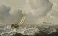 A Smallschip And A Frigate In Stormy Waters - Jan Porcellis