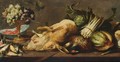 A Still Life Of A Hare, A Pheasant, A Partridge, Song Birds, Asparagus, A Melon, Artichokes, Together With A Silver-Gilt Tazza - Frans Snijders