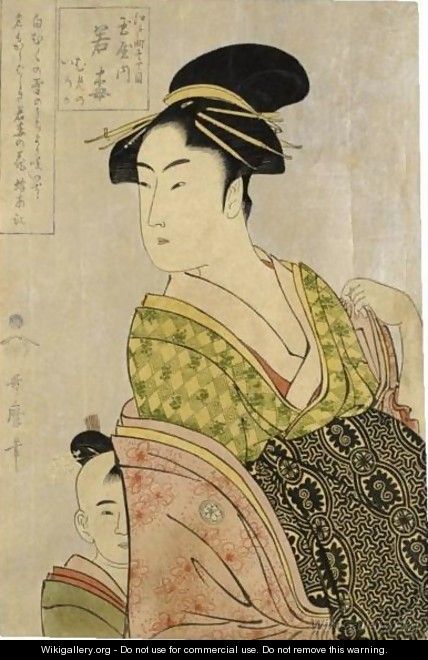Wakaume Of The Tamaya In Edo-Cho Itchome, [Kamuro] Mumeno, Iroka - Kitagawa Utamaro