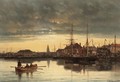 Rowing Into Harbour At Dusk - Charles Euphraisie Kuwasseg