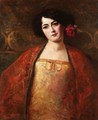 Portrait Of A Lady In A Red Shawl - Benjamin Jean Joseph Constant