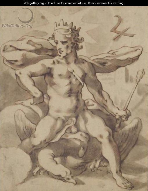 Jupiter, Seated Triumphantly On The Back On An Eagle, Holding A Sceptre - German School