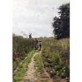 Figures On A Country Path - Peder Monsted