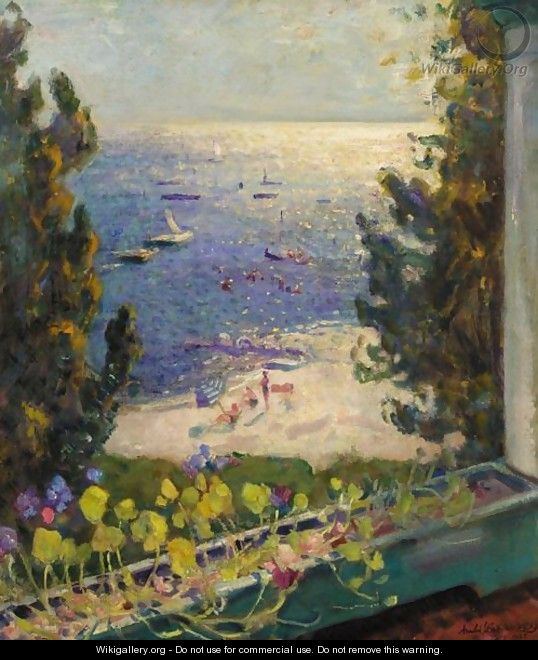 Terrace Overlooking The Beach, Long Island - Arnold Borisovich Lakhovsky