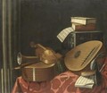 Natura Morta Con Strumenti Musicali, Libri, Spartiti E Una Scatola Intarsiata Su Un Tavolo - (after) Evaristo Baschenis